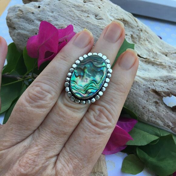 Abalone Sterling Silver Ring Size 7 - Picture 8 of 8